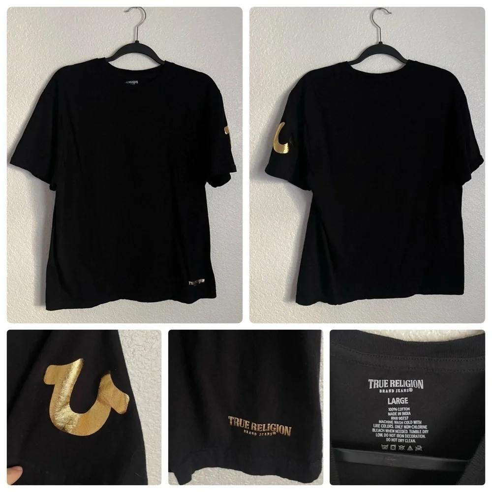 True Religion Men’s Crewneck Undershirt Tee Bundle of 2 Shirts L Black